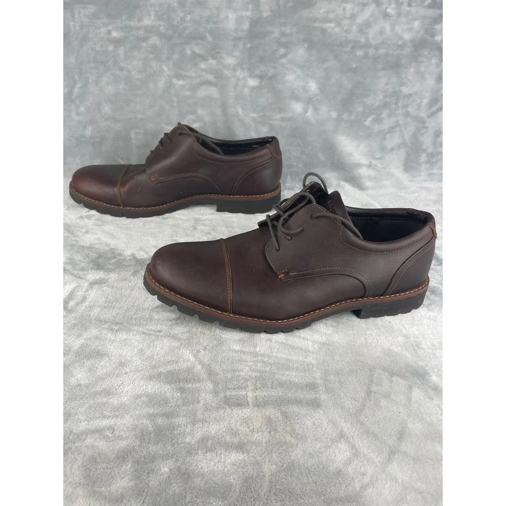 Rockport Storm Front Cap Toe Oxford Mens 12 Brown Excellent Leather CH2746
